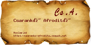 Csarankó Afrodité névjegykártya